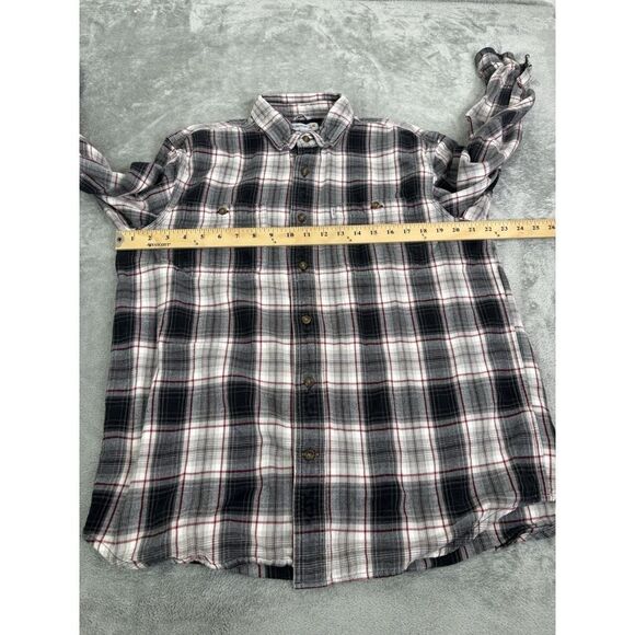 Carhartt Trumbull Plaid Long Sleeve Button Down Shirt Men's Size Large Gray - Picture 6 of 9